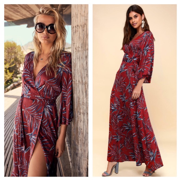 Amuse Society Dresses & Skirts - Amuse Society rust red kimono wrap maxi dress sz S
